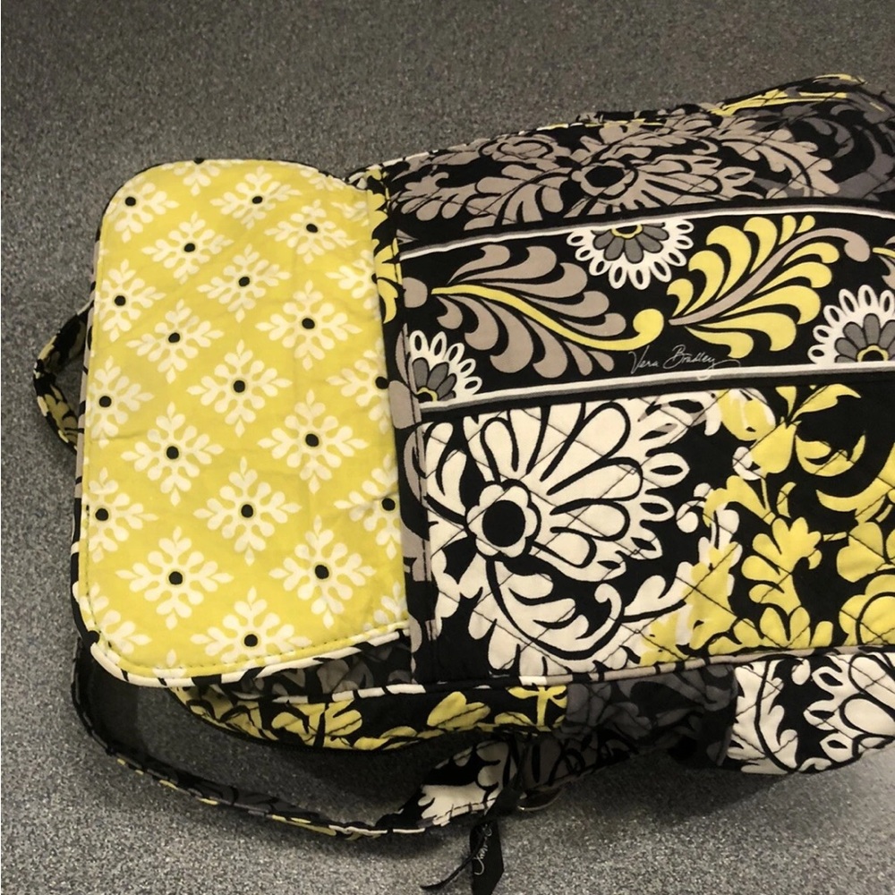 Vera Bradley Backpack Sm Quilted Cotton Zip Yellow Floral “Baroque” 2010 12x9x4 - Picture 6 of 15